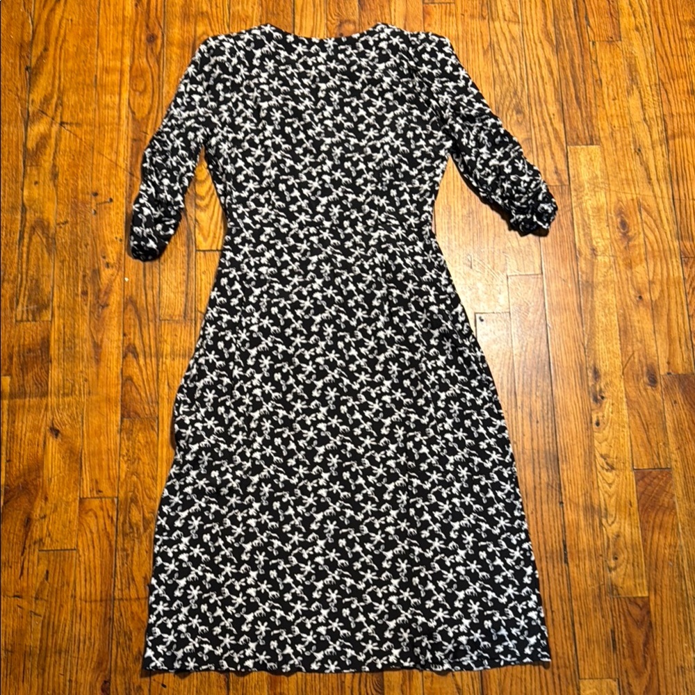 BA&SH Women's Coachella VNeck Black White Floral Midi Dress Fawn Dove Print SZ 1 - Picture 14 of 14